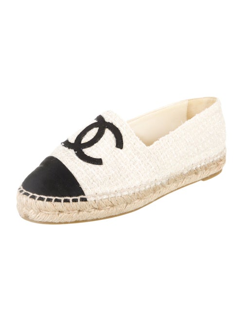 Chanel Interlocking CC Logo Tweed Espadrilles