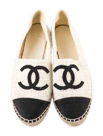 Chanel Interlocking CC Logo Tweed Espadrilles