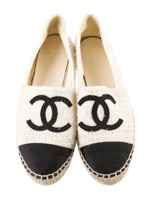 Chanel Interlocking CC Logo Tweed Espadrilles