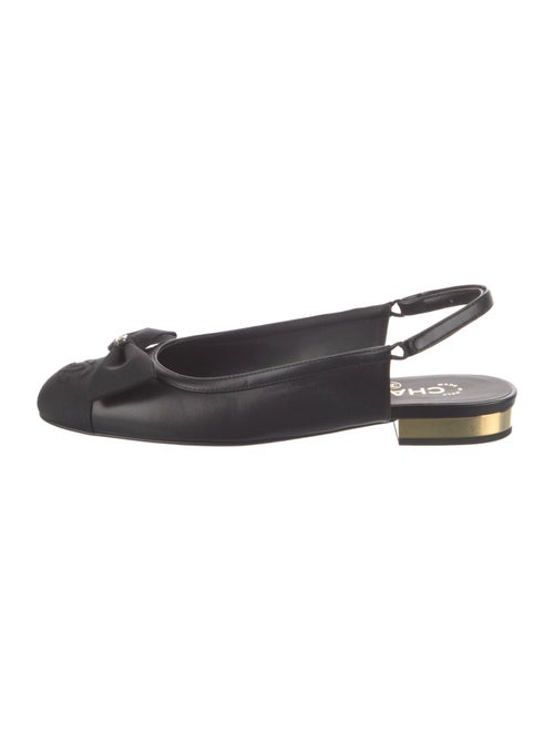 Chanel Interlocking CC Logo Leather Slingback Flats