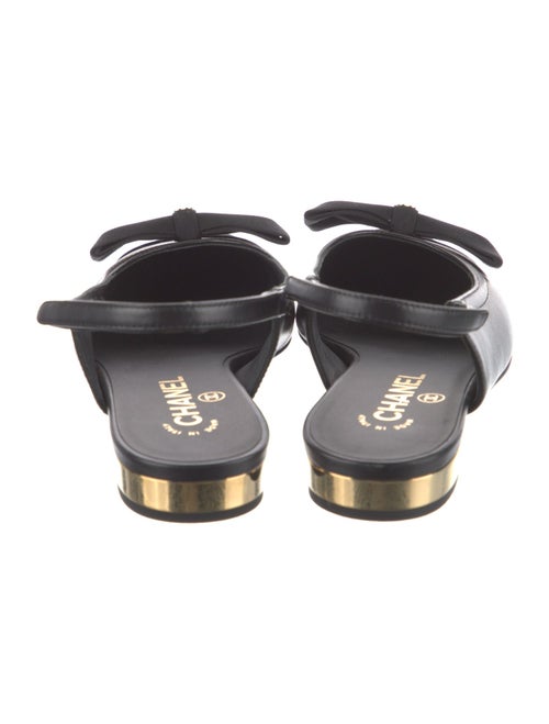 Chanel Interlocking CC Logo Leather Slingback Flats