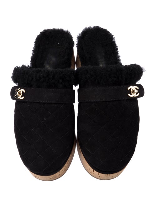 Chanel Interlocking CC Logo Suede Slingback Flats