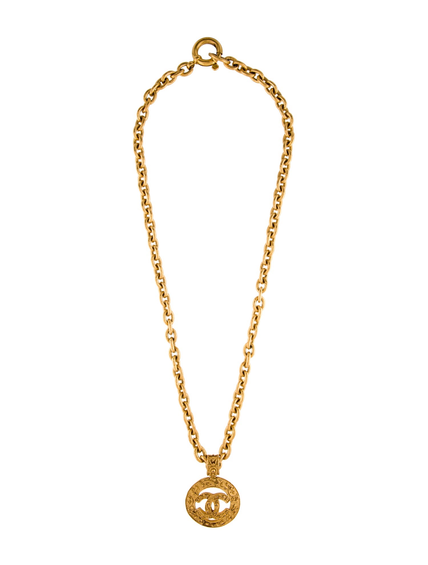 Chanel Vintage Filigree Medallion CC Pendant Necklace