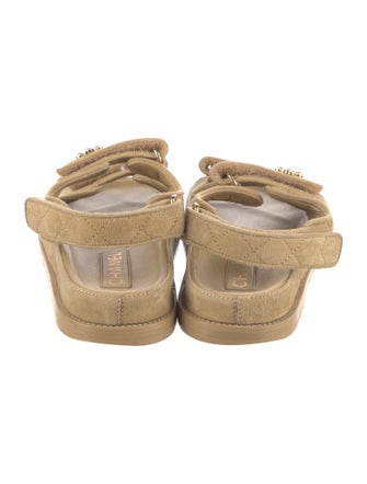 Chanel Interlocking CC Logo Suede Sandals