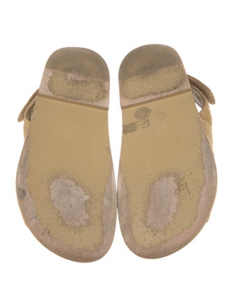 Chanel Interlocking CC Logo Suede Sandals