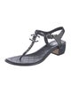 Chanel Interlocking CC Logo Leather T-Strap Sandals