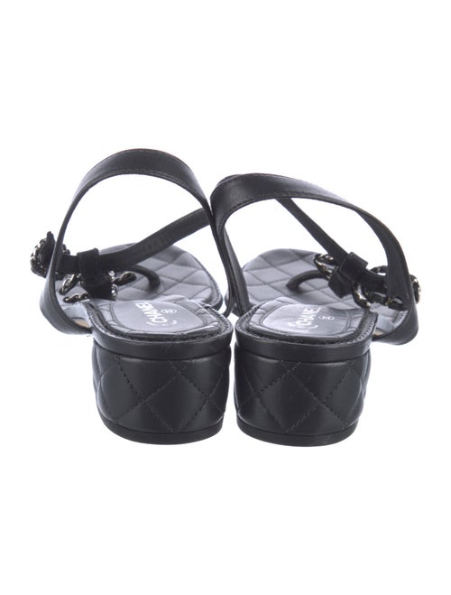 Chanel Interlocking CC Logo Leather T-Strap Sandals