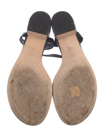 Chanel Interlocking CC Logo Leather T-Strap Sandals