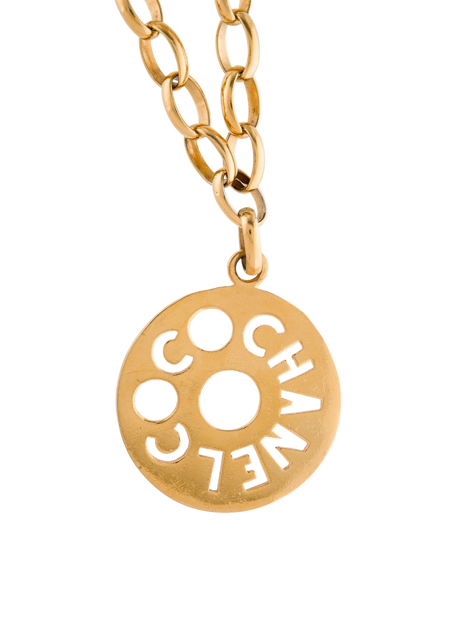 Chanel Vintage 'COCO CHANEL' Cut-Out Pendant Necklace