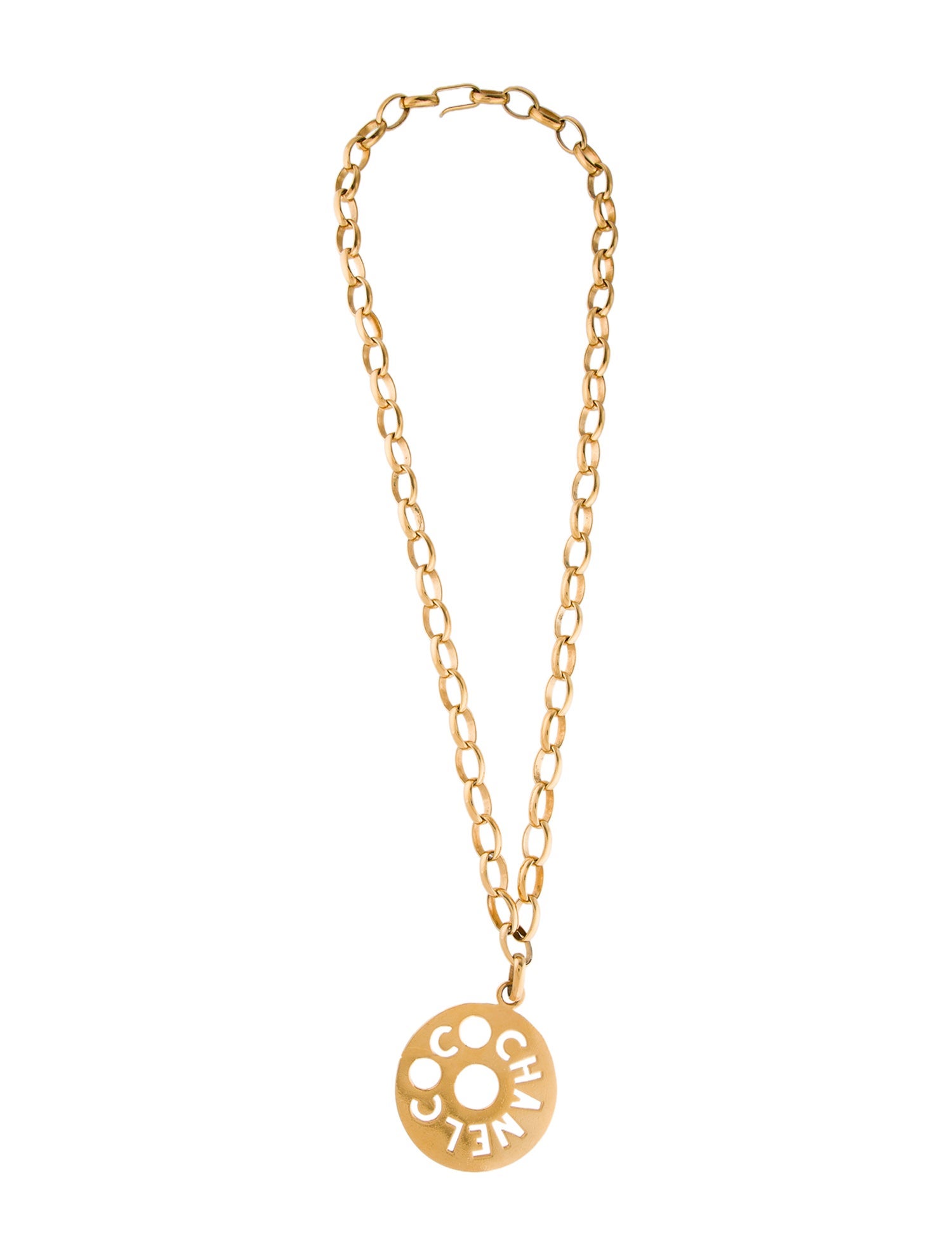 Chanel Vintage 'COCO CHANEL' Cut-Out Pendant Necklace
