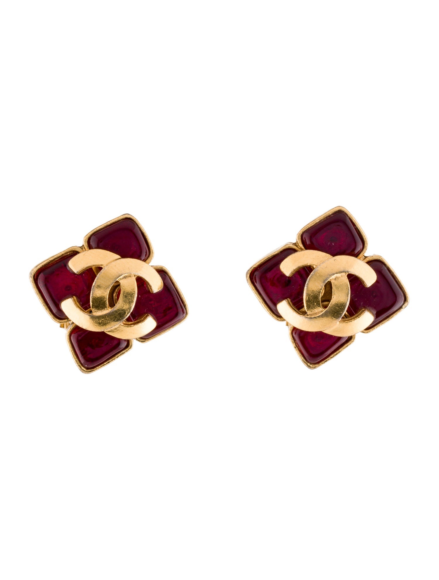 Chanel Vintage Gripoix CC Clip-On Earrings