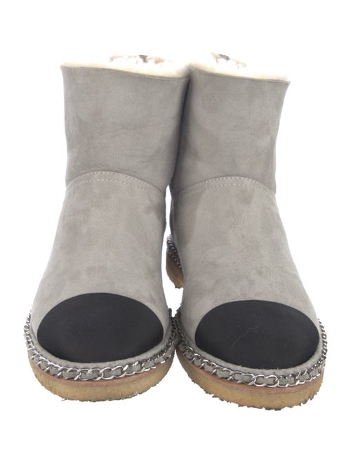 Chanel Interlocking CC Logo Suede Boots