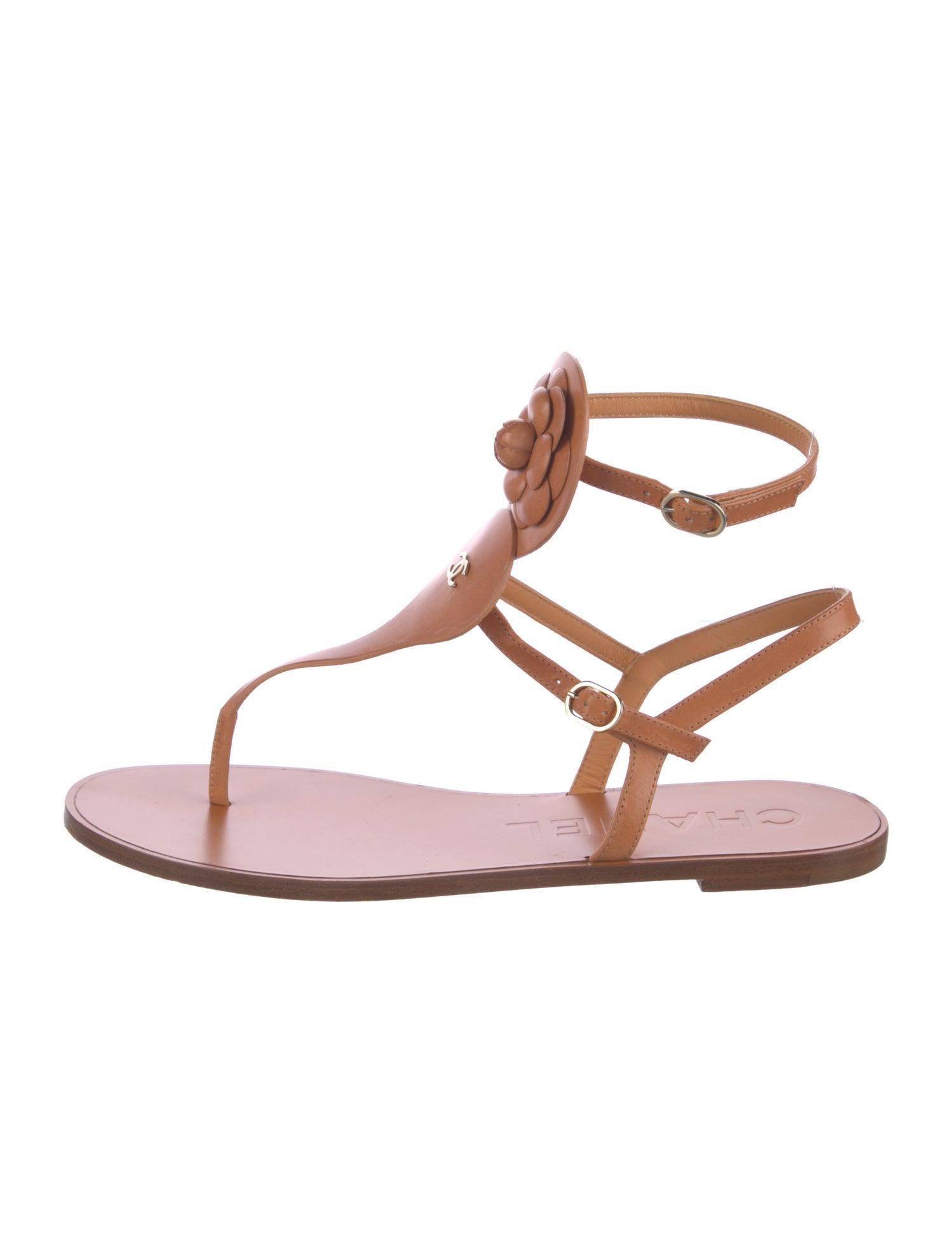 Chanel Interlocking CC Logo Calfskin Gladiator Sandals