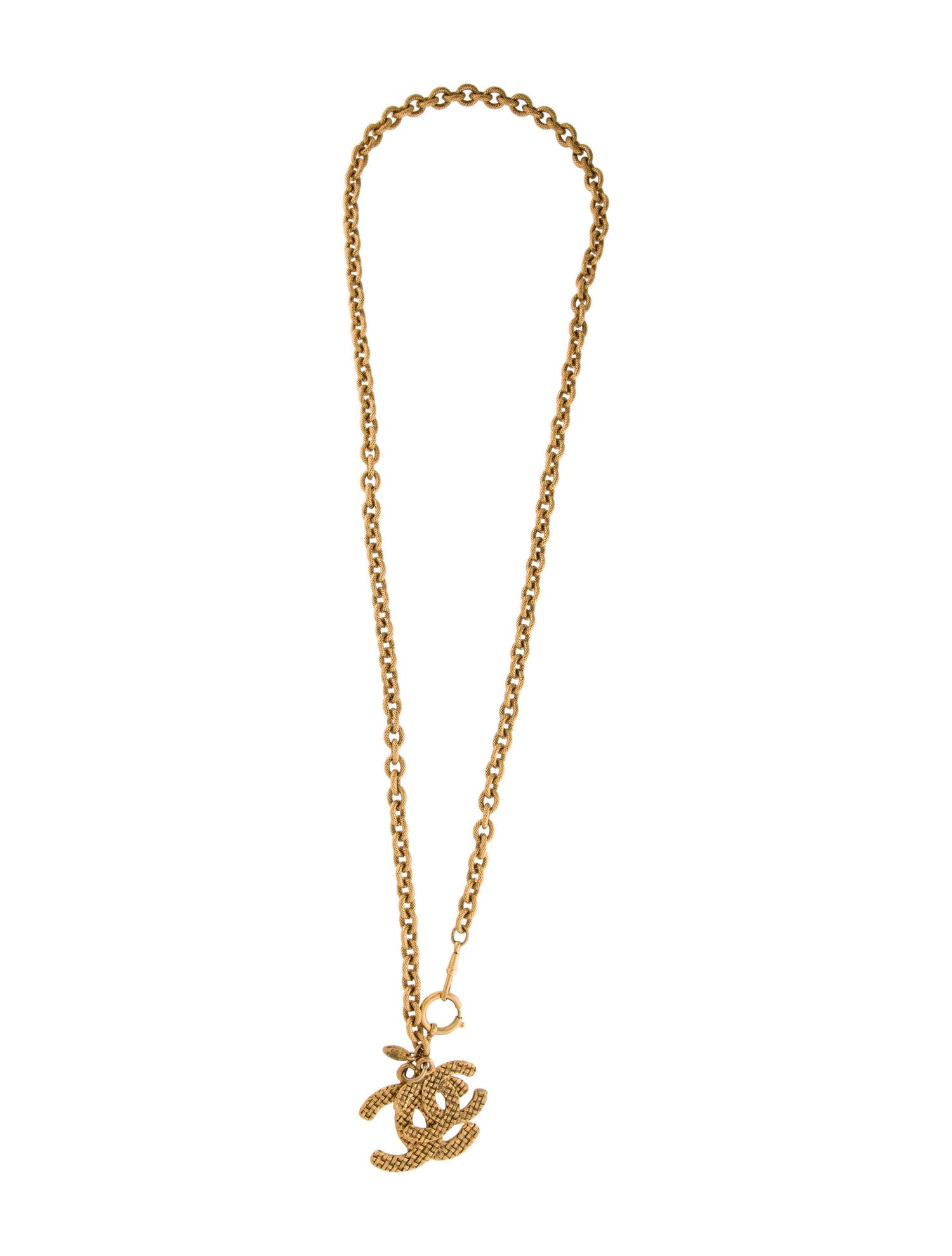 Chanel Vintage Double Textured CC Pendant Necklace