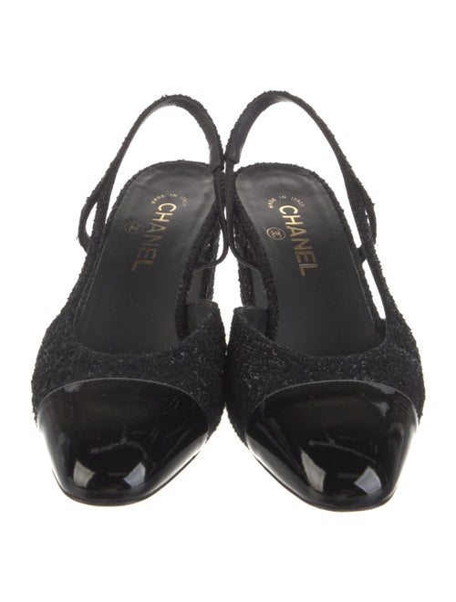 Chanel Interlocking CC Logo Tweed Slingback Pumps