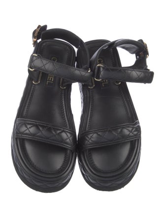 Chanel 2022 Interlocking CC Logo Slingback Sandals