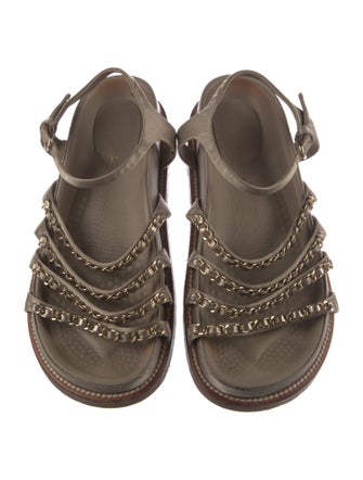 Chanel Interlocking CC Logo Satin Gladiator Sandals