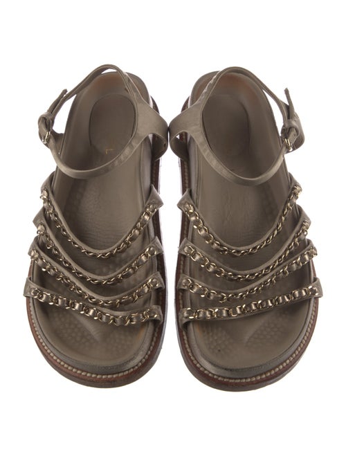 Chanel Interlocking CC Logo Satin Gladiator Sandals