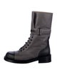 Chanel Leather Colorblock Pattern Combat Boots