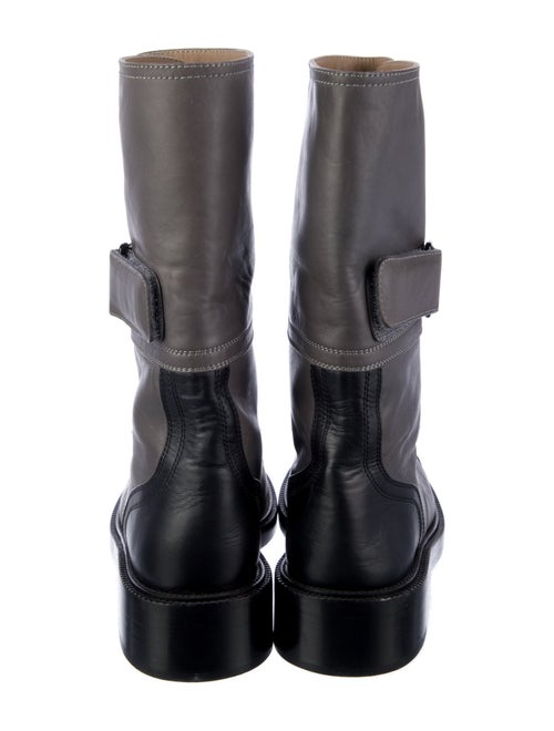 Chanel Leather Colorblock Pattern Combat Boots