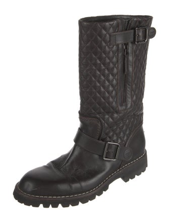 Chanel Interlocking CC Logo Leather Combat Boots