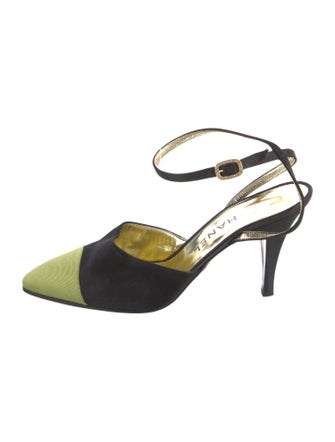 Chanel Interlocking CC Logo Satin Pumps