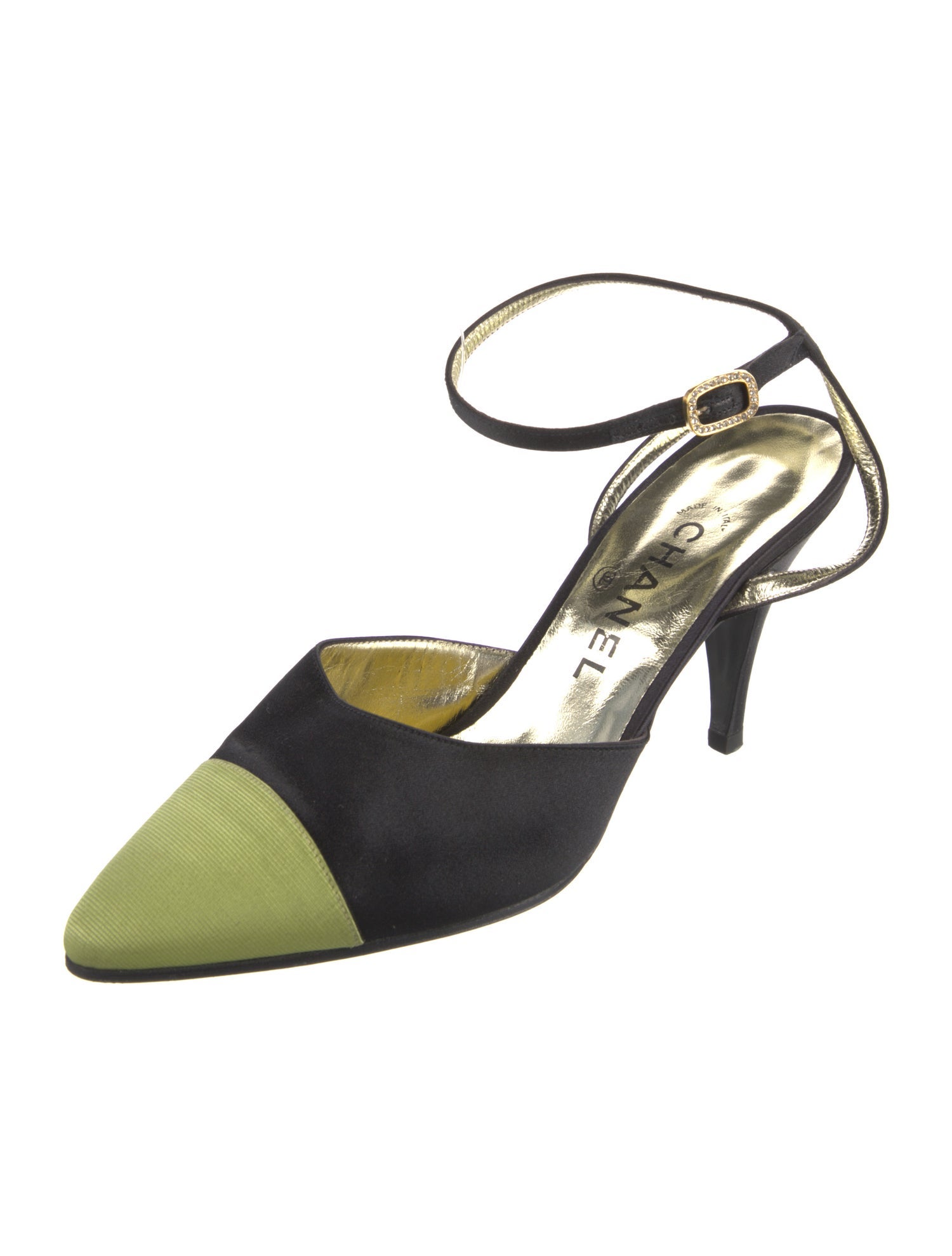 Chanel Interlocking CC Logo Satin Pumps