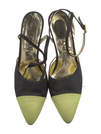 Chanel Interlocking CC Logo Satin Pumps