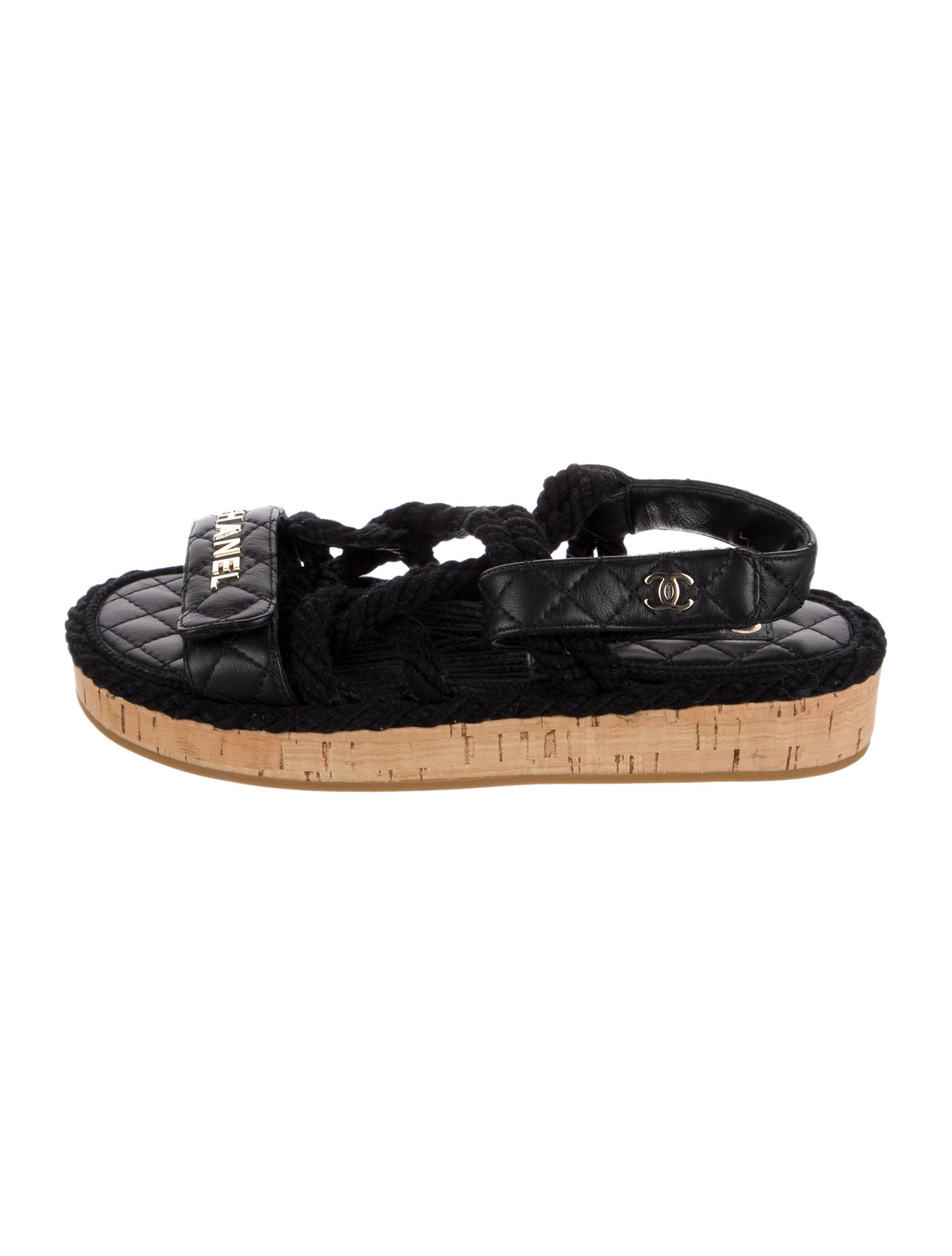Chanel Interlocking CC Logo Leather Espadrilles