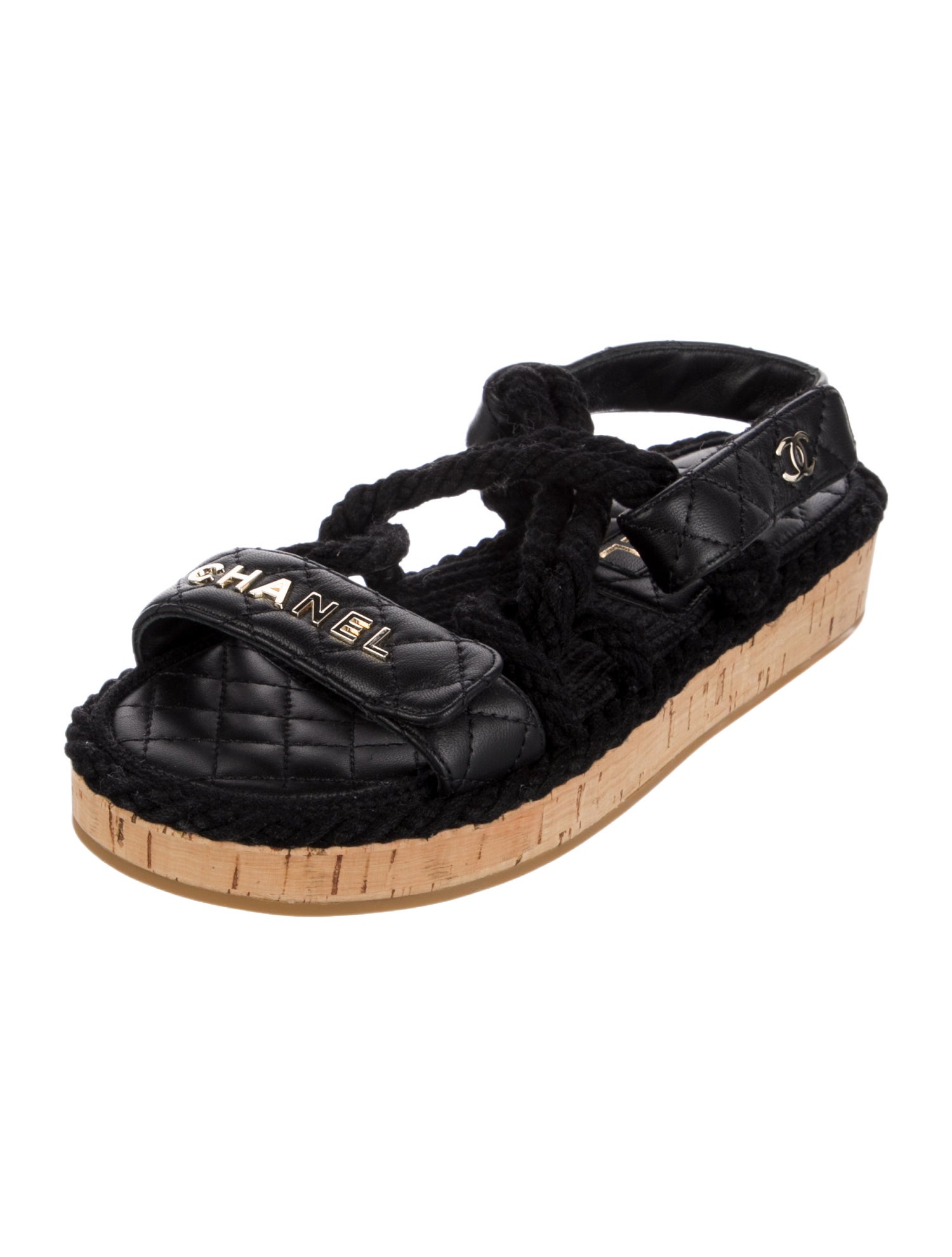 Chanel Interlocking CC Logo Leather Espadrilles
