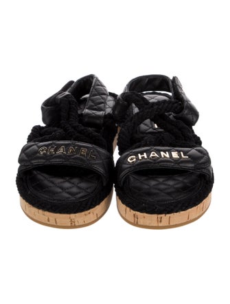 Chanel Interlocking CC Logo Leather Espadrilles
