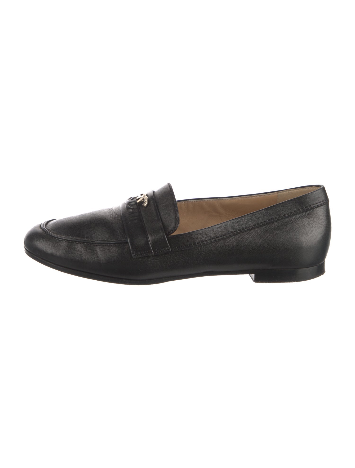 Chanel Interlocking CC Logo Leather Loafers