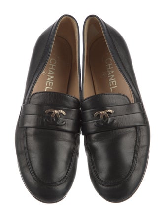 Chanel Interlocking CC Logo Leather Loafers