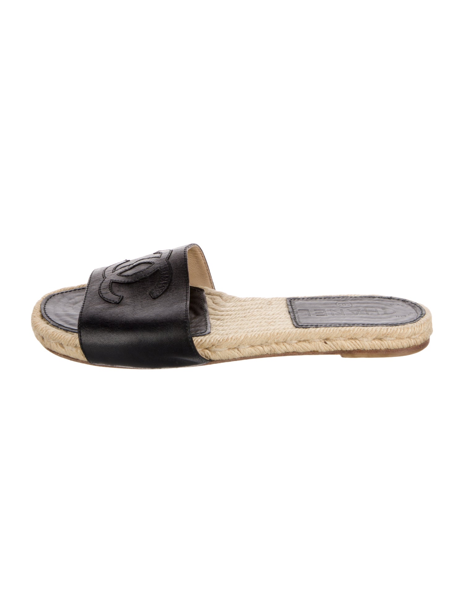 Chanel Interlocking CC Logo Leather Espadrilles