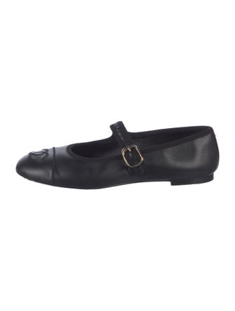 Chanel Interlocking CC Logo Lambskin Mary Jane Flats