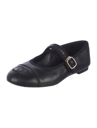 Chanel Interlocking CC Logo Lambskin Mary Jane Flats