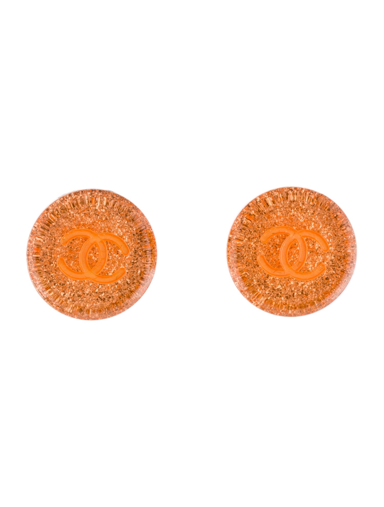 Chanel Vintage Resin Glitter CC Clip-On Earrings