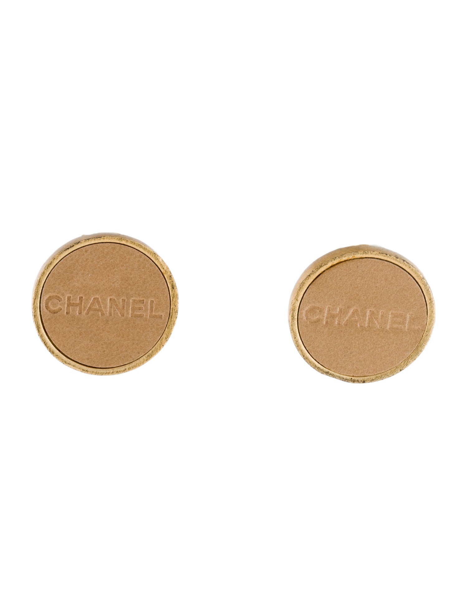 Chanel Leather Logo Clip-On Earrings