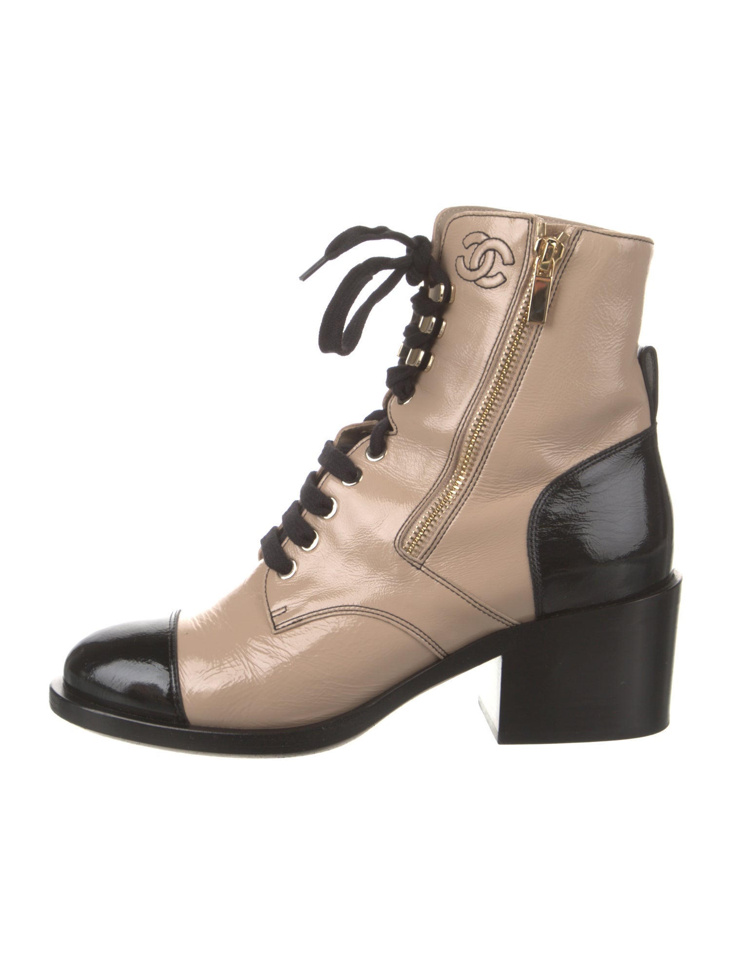 Chanel 2019 Interlocking CC Logo Combat Boots