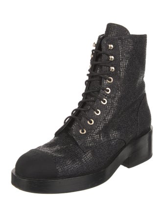 Chanel 2022 Interlocking CC Logo Combat Boots