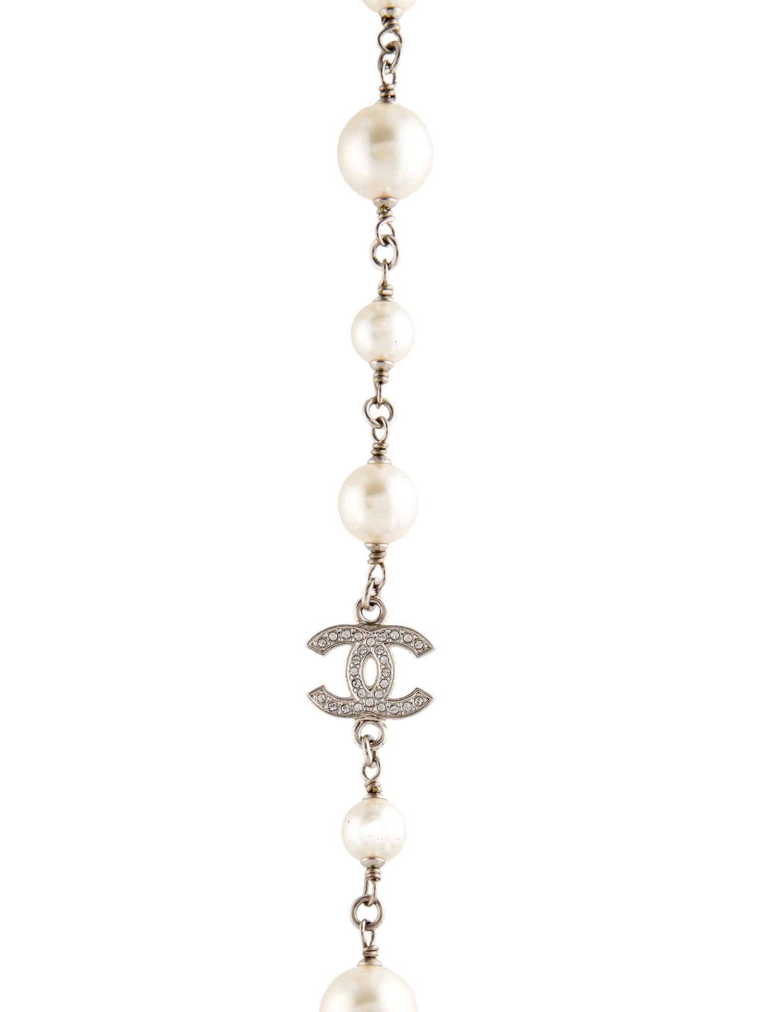 Chanel 2022 Faux Pearl & Strass CC Station Necklace