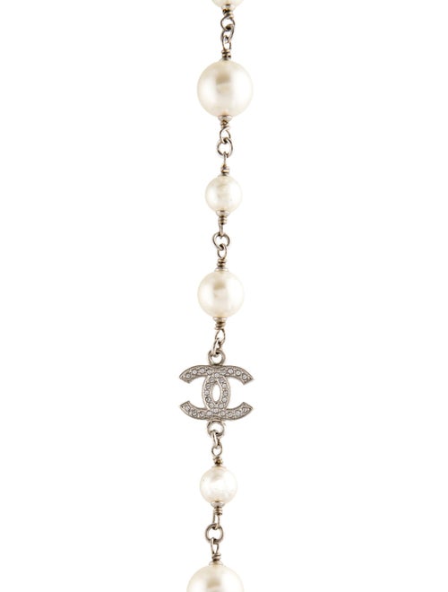Chanel 2022 Faux Pearl & Strass CC Station Necklace