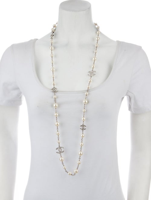 Chanel 2022 Faux Pearl & Strass CC Station Necklace