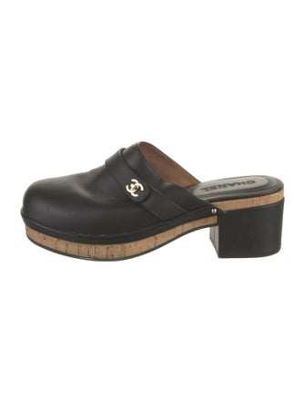 Chanel Interlocking CC Logo Leather Mules