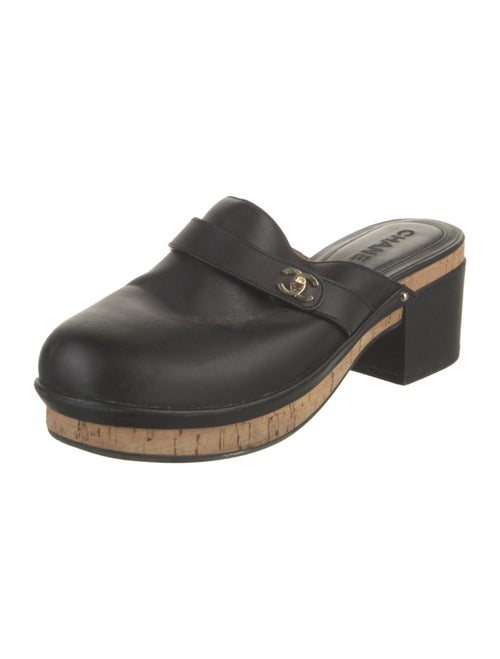 Chanel Interlocking CC Logo Leather Mules