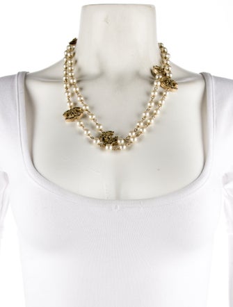 Chanel Faux Pearl CC Station Necklace