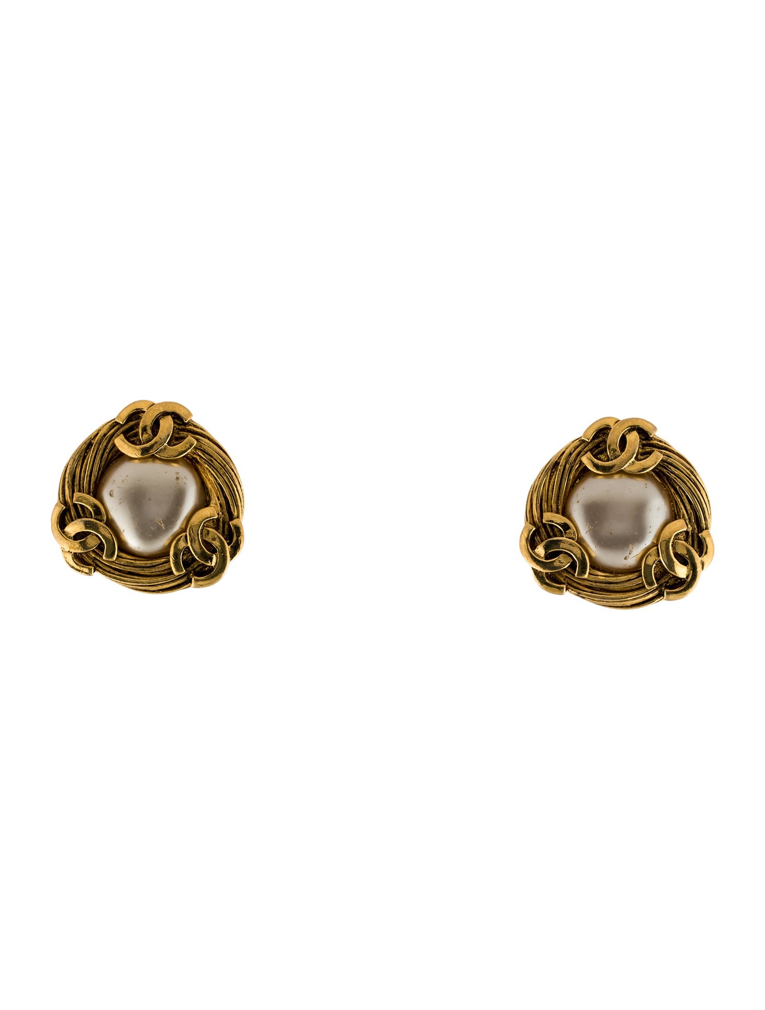 Chanel Vintage Faux Pearl Clip-On Earrings