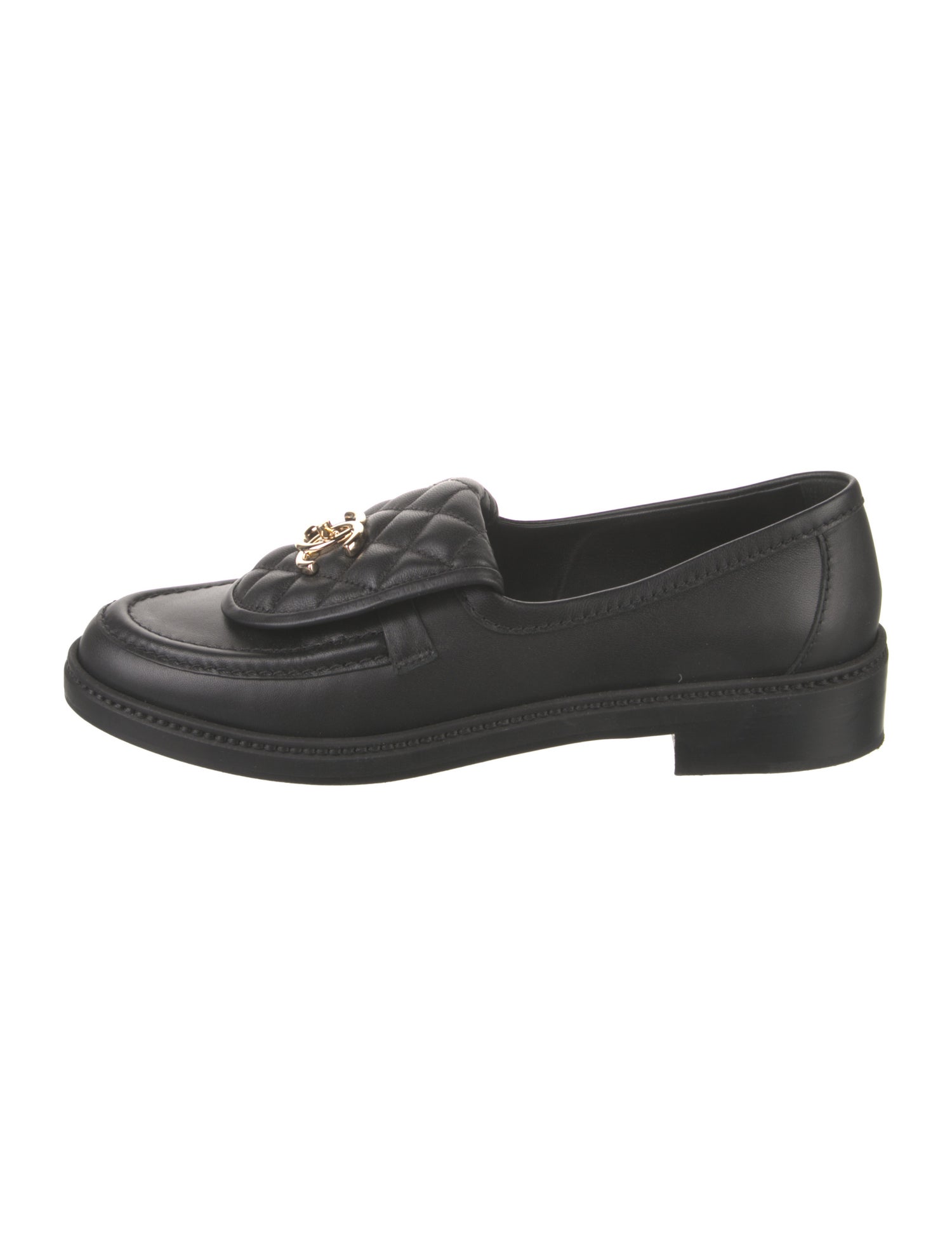 Chanel Interlocking CC Logo Lambskin Loafers