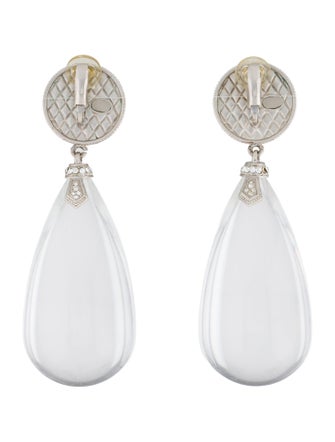 Chanel Faux Pearl, Resin & Strass CC Drop Earrings