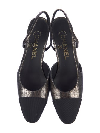 Chanel Interlocking CC Logo Leather Slingback Pumps